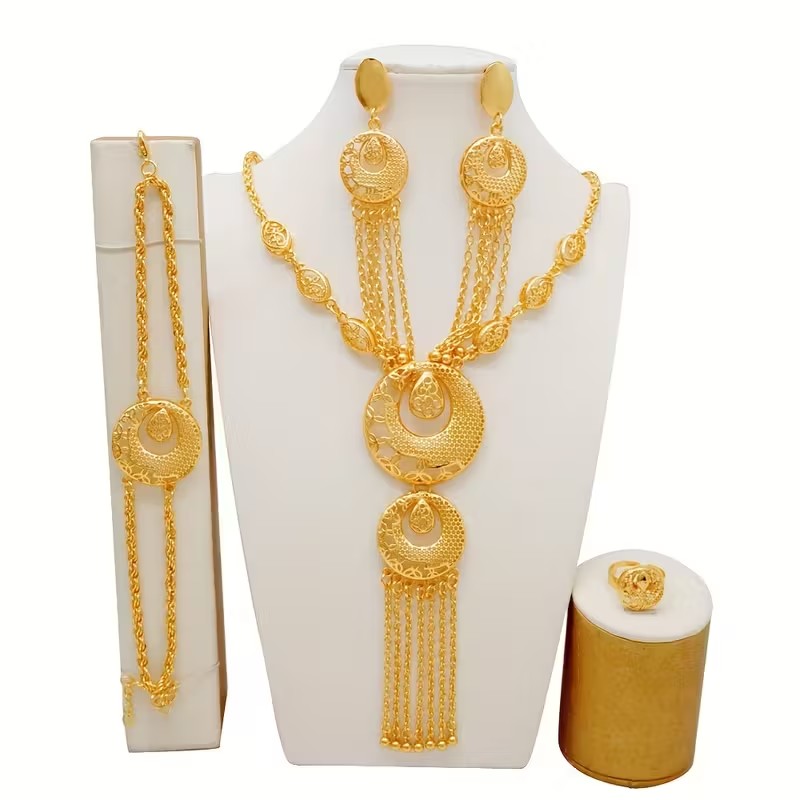 Gold Plated Long Necklace Set