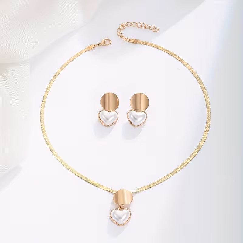 Heart-Shaped Necklace & Earring Set