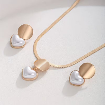 Heart-Shaped Necklace & Earring Set