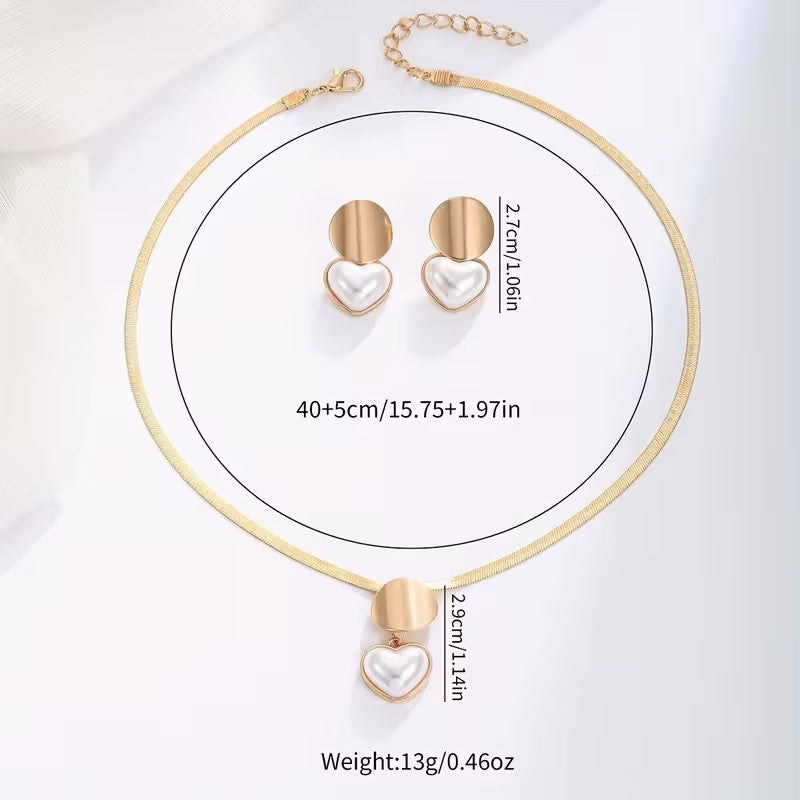 Heart-Shaped Necklace & Earring Set