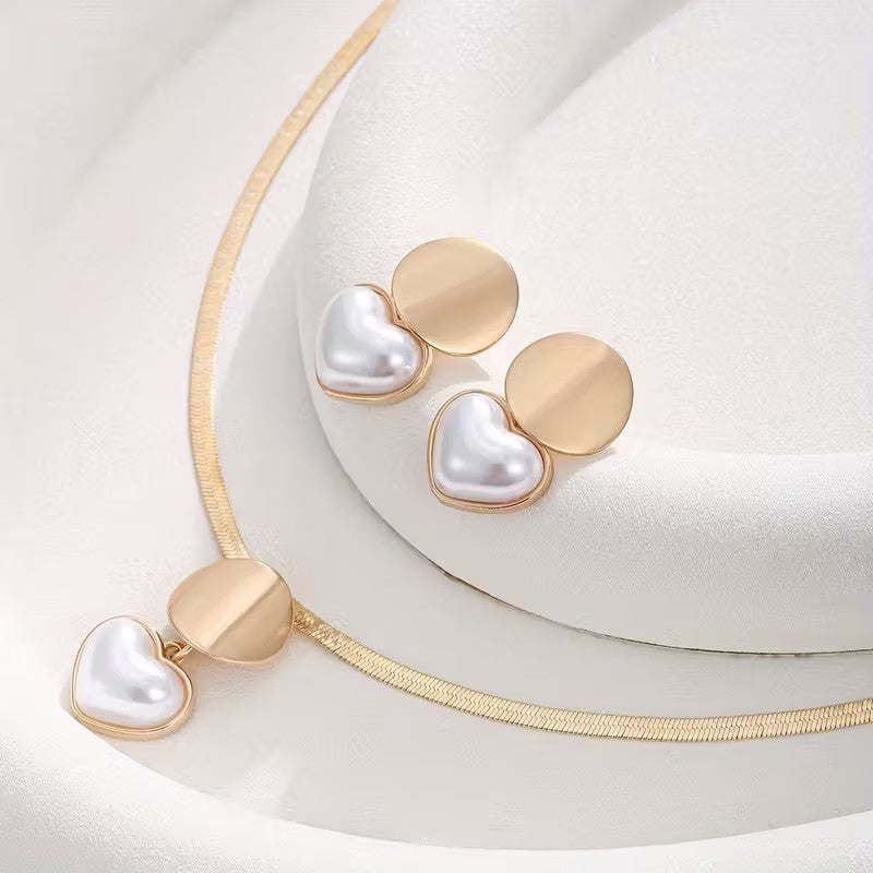 Heart-Shaped Necklace & Earring Set