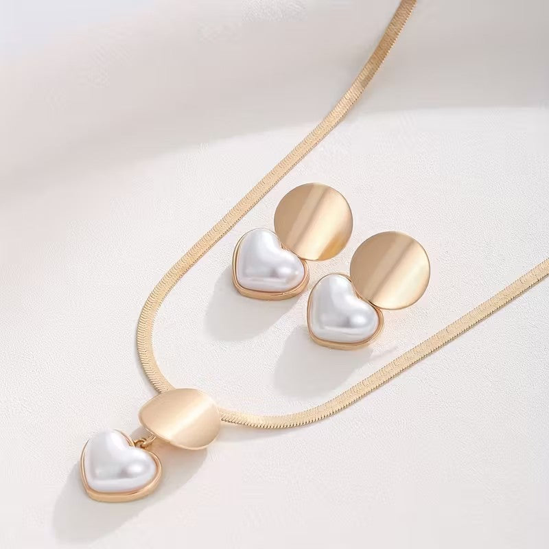Heart-Shaped Necklace & Earring Set